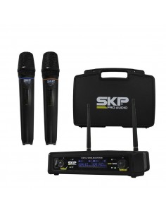 Sistema Inalámbrico Mano Doble UHF 300D SKP Audio